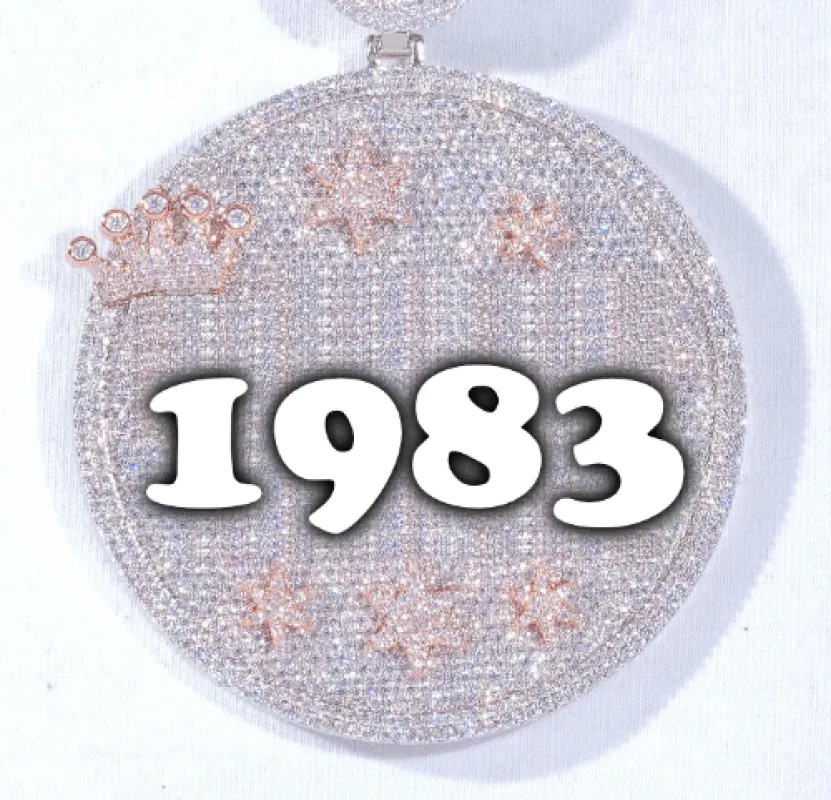 CUSTOM LETTER NECKLACE 3D BIG CROWN DISC sold by The GUU Shop