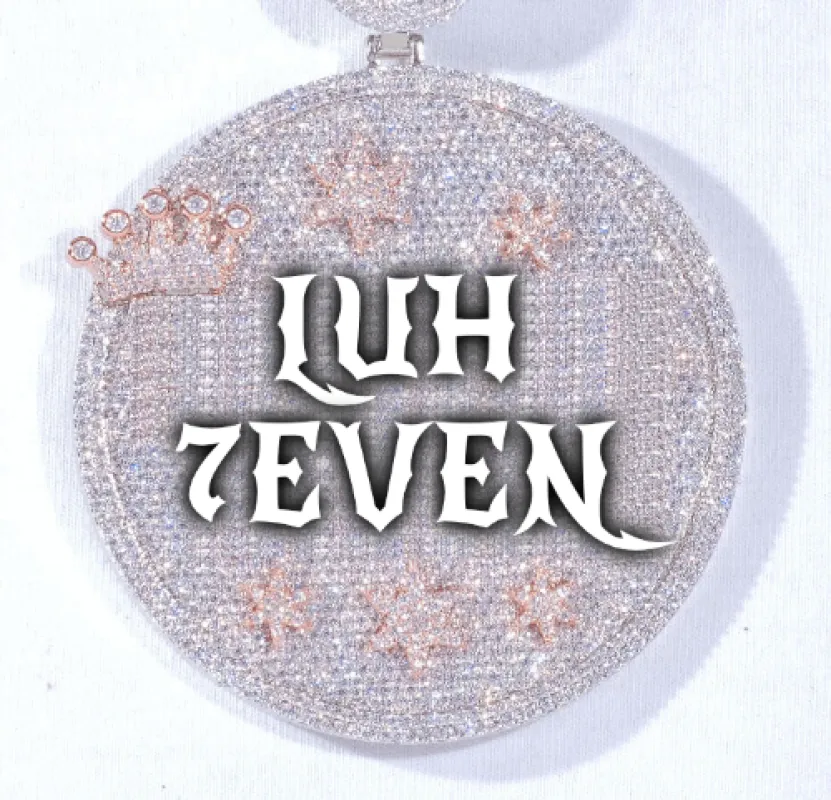 CUSTOM LETTER NECKLACE 3D BIG CROWN DISC sold by The GUU Shop