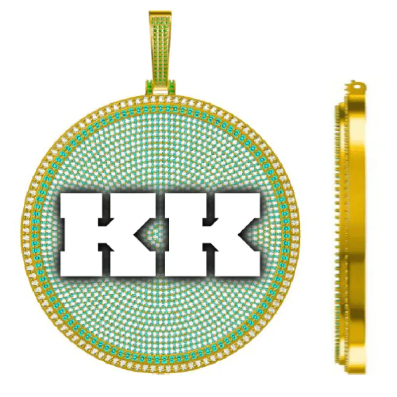 CUSTOM LETTER NECKLACE 3D BIG DISC sold by The GUU Shop