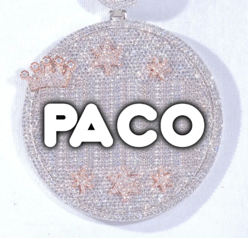 CUSTOM LETTER NECKLACE 3D BIG CROWN DISC sold by The GUU Shop