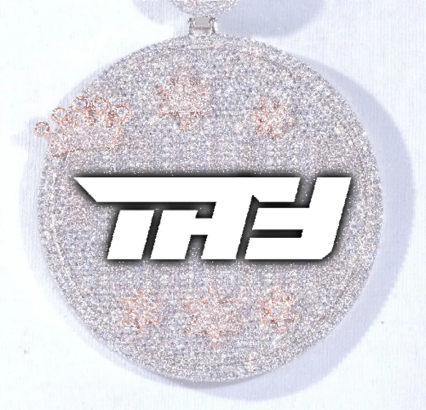 CUSTOM LETTER NECKLACE 3D BIG CROWN DISC sold by The GUU Shop