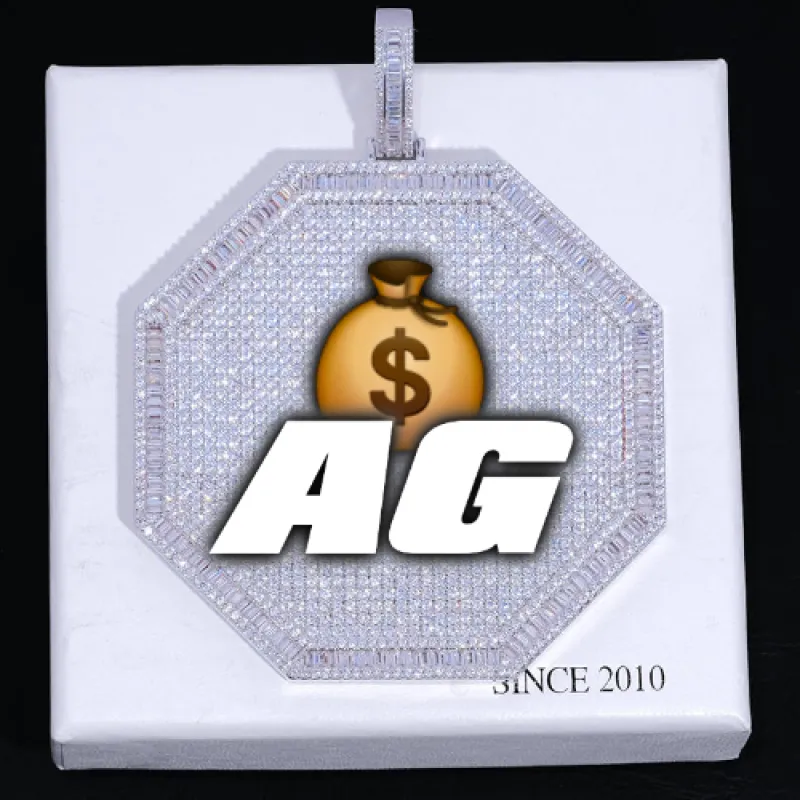 CUSTOM LETTER NECKLACE 3D BIG OCTAGON sold by The GUU Shop