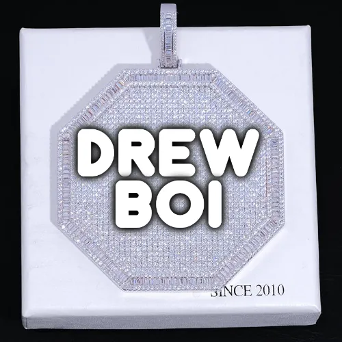 CUSTOM LETTER NECKLACE 3D BIG OCTAGON sold by The GUU Shop