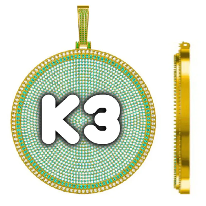 CUSTOM LETTER NECKLACE 3D BIG DISC sold by The GUU Shop