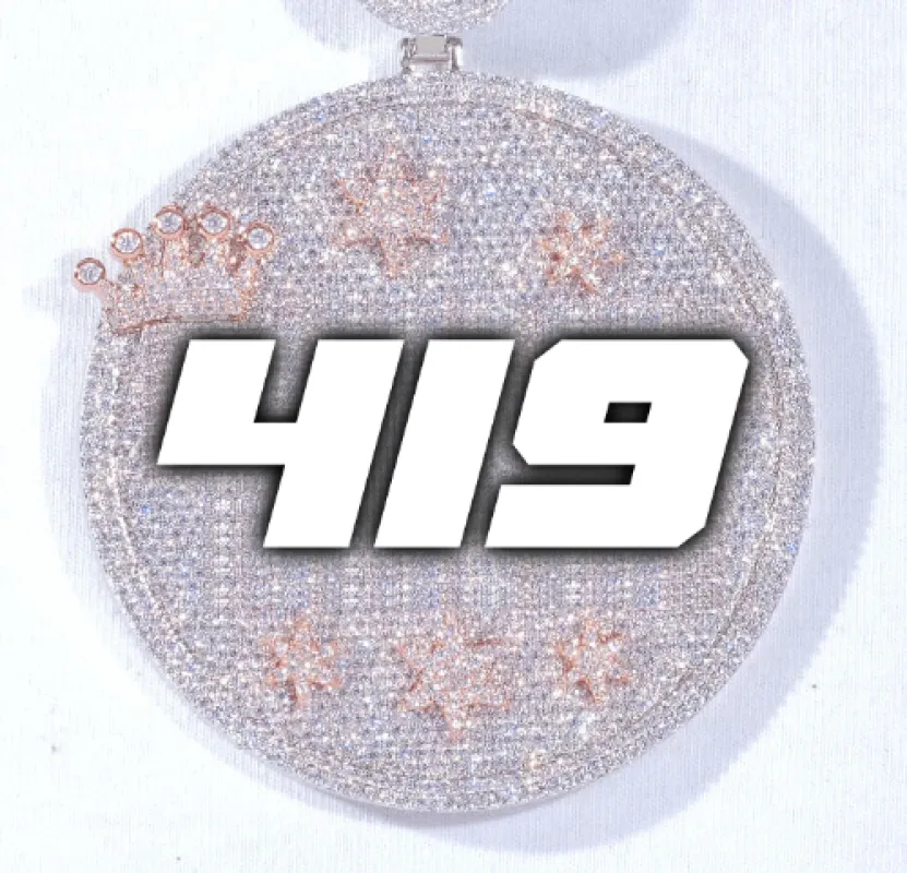 CUSTOM LETTER NECKLACE 3D BIG CROWN DISC sold by The GUU Shop