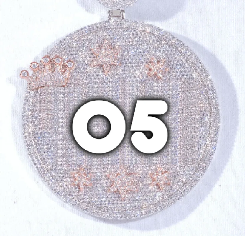 CUSTOM LETTER NECKLACE 3D BIG CROWN DISC sold by The GUU Shop