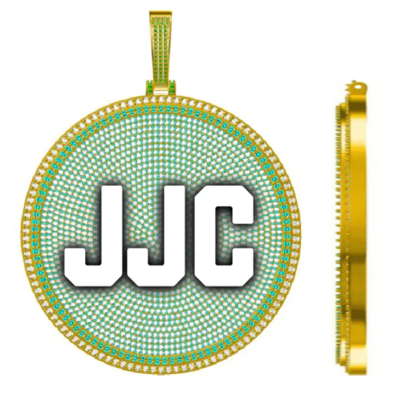 CUSTOM LETTER NECKLACE 3D BIG DISC sold by The GUU Shop