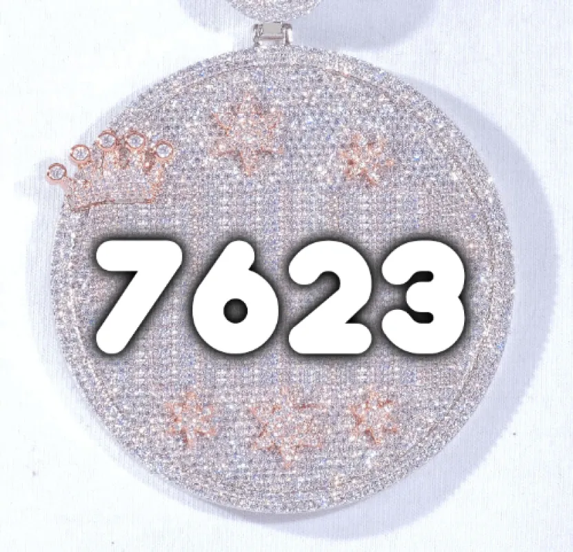 CUSTOM LETTER NECKLACE 3D BIG CROWN DISC sold by The GUU Shop