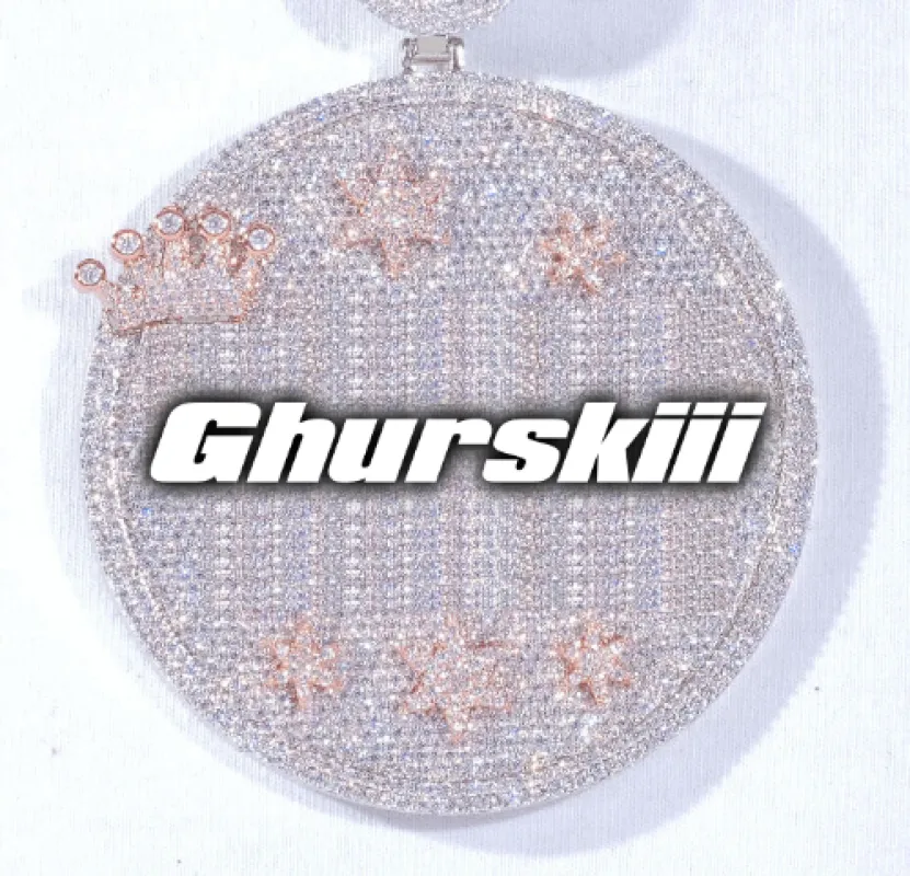 CUSTOM LETTER NECKLACE 3D BIG CROWN DISC sold by The GUU Shop