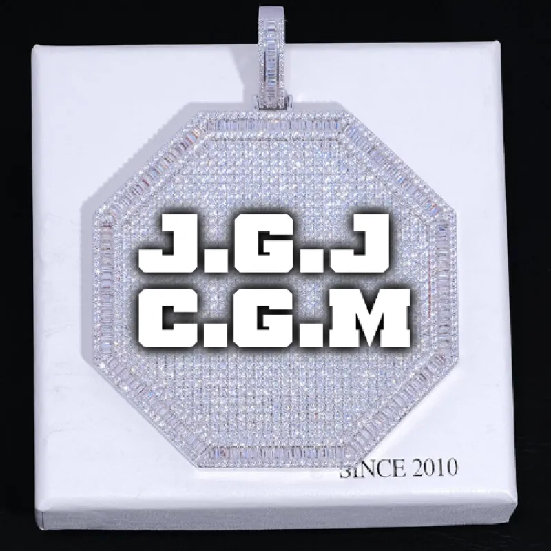 CUSTOM LETTER NECKLACE 3D BIG OCTAGON sold by The GUU Shop