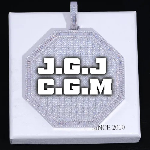 CUSTOM LETTER NECKLACE 3D BIG OCTAGON sold by The GUU Shop