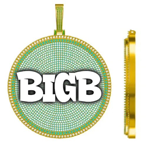 CUSTOM LETTER NECKLACE 3D BIG DISC sold by The GUU Shop