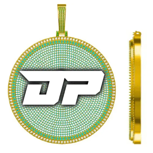 CUSTOM LETTER NECKLACE 3D BIG DISC sold by The GUU Shop