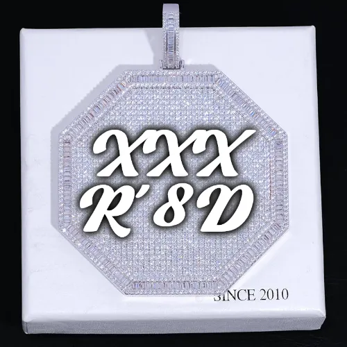 CUSTOM LETTER NECKLACE 3D BIG OCTAGON sold by The GUU Shop