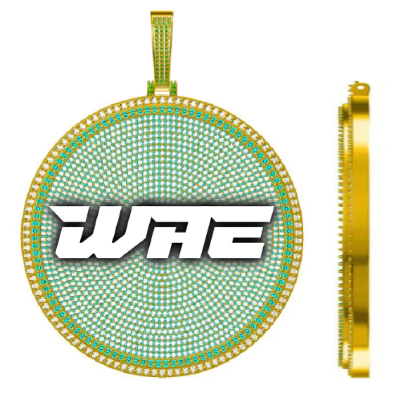 CUSTOM LETTER NECKLACE 3D BIG DISC sold by The GUU Shop