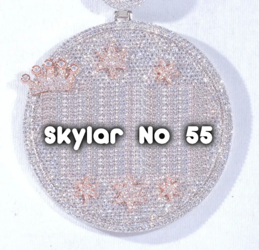 CUSTOM LETTER NECKLACE 3D BIG CROWN DISC sold by The GUU Shop