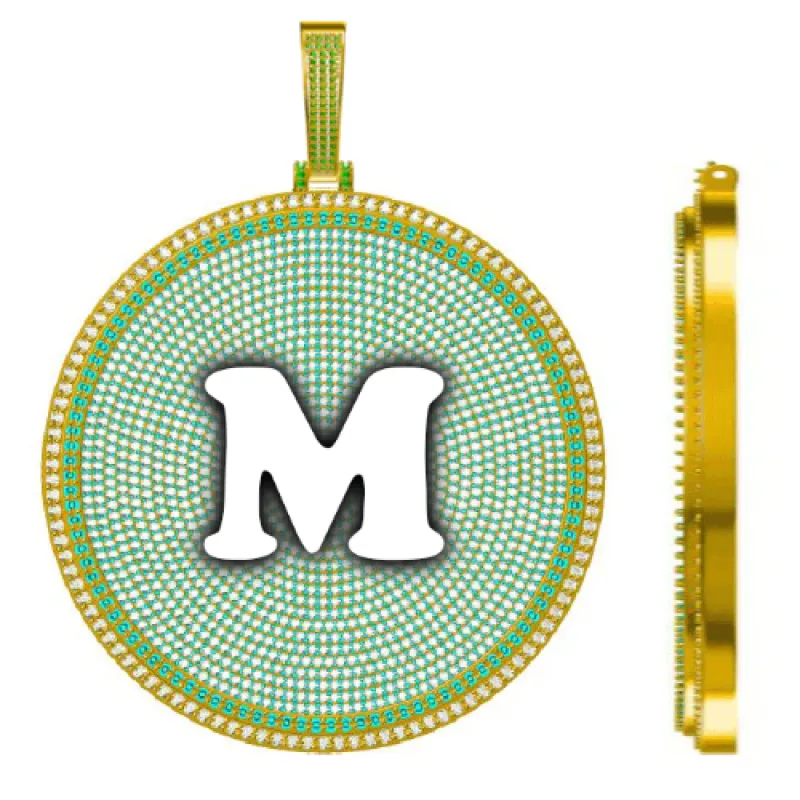 CUSTOM LETTER NECKLACE 3D BIG DISC sold by The GUU Shop