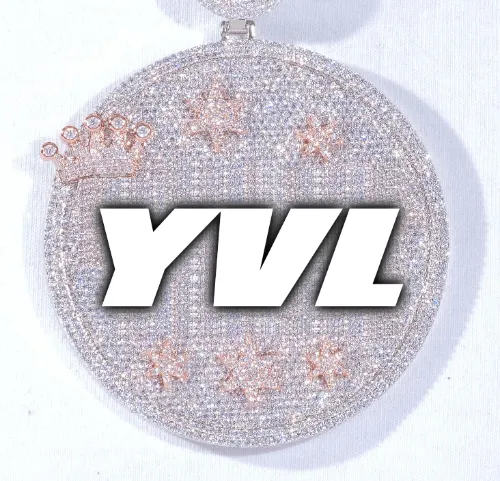 CUSTOM LETTER NECKLACE 3D BIG CROWN DISC sold by The GUU Shop