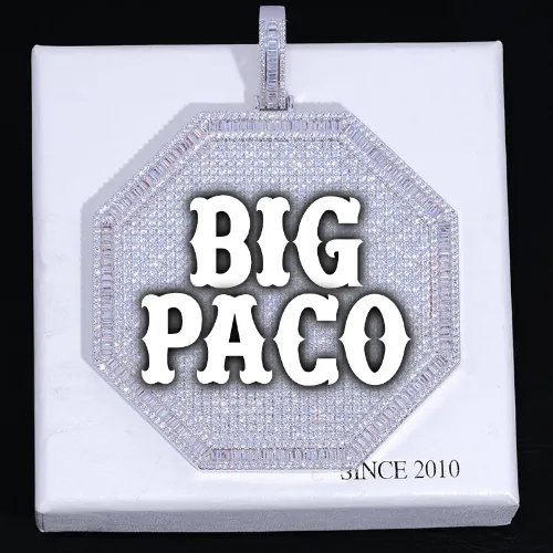 CUSTOM LETTER NECKLACE 3D BIG OCTAGON sold by The GUU Shop