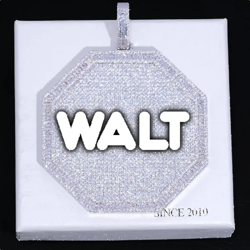 CUSTOM LETTER NECKLACE 3D BIG OCTAGON sold by The GUU Shop