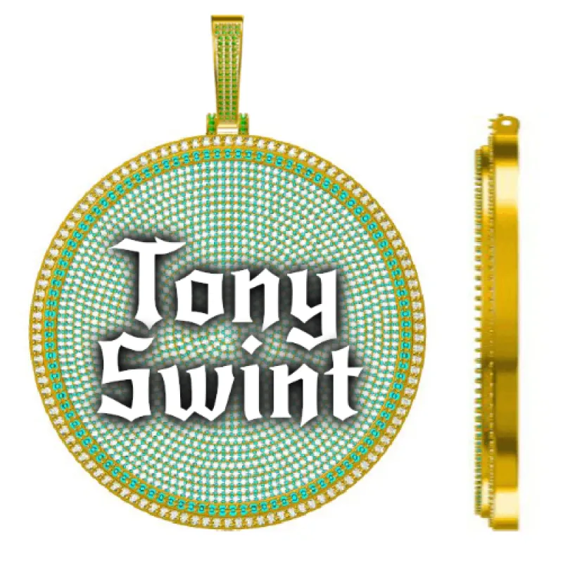 CUSTOM LETTER NECKLACE 3D BIG DISC sold by The GUU Shop