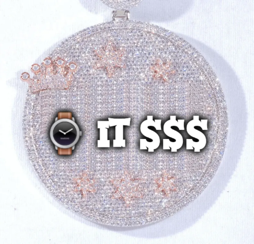 CUSTOM LETTER NECKLACE 3D BIG CROWN DISC made by The GUU Shop