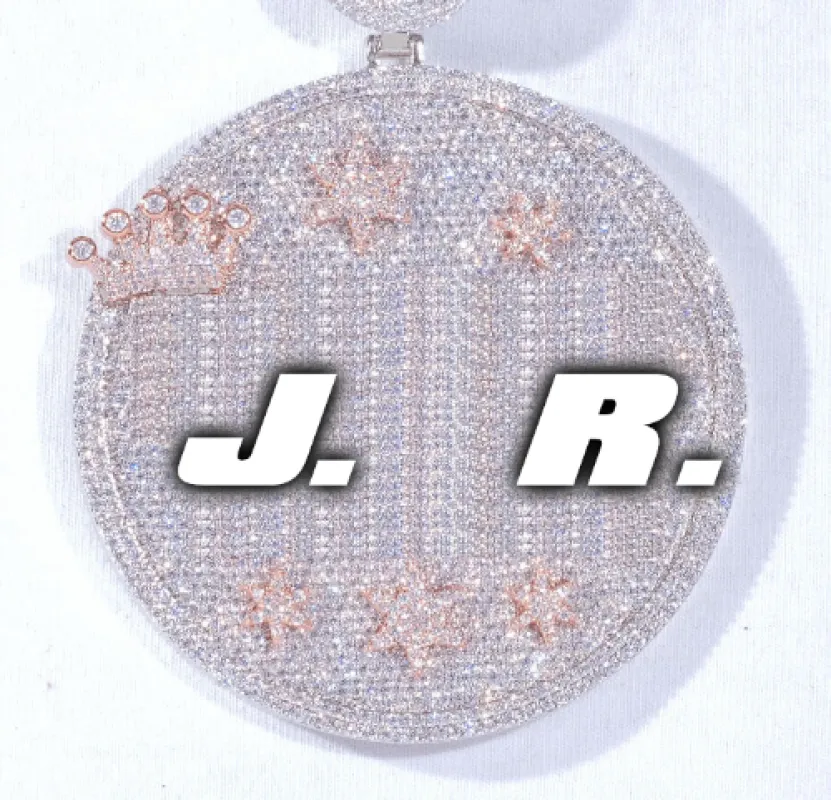 CUSTOM LETTER NECKLACE 3D BIG CROWN DISC sold by The GUU Shop