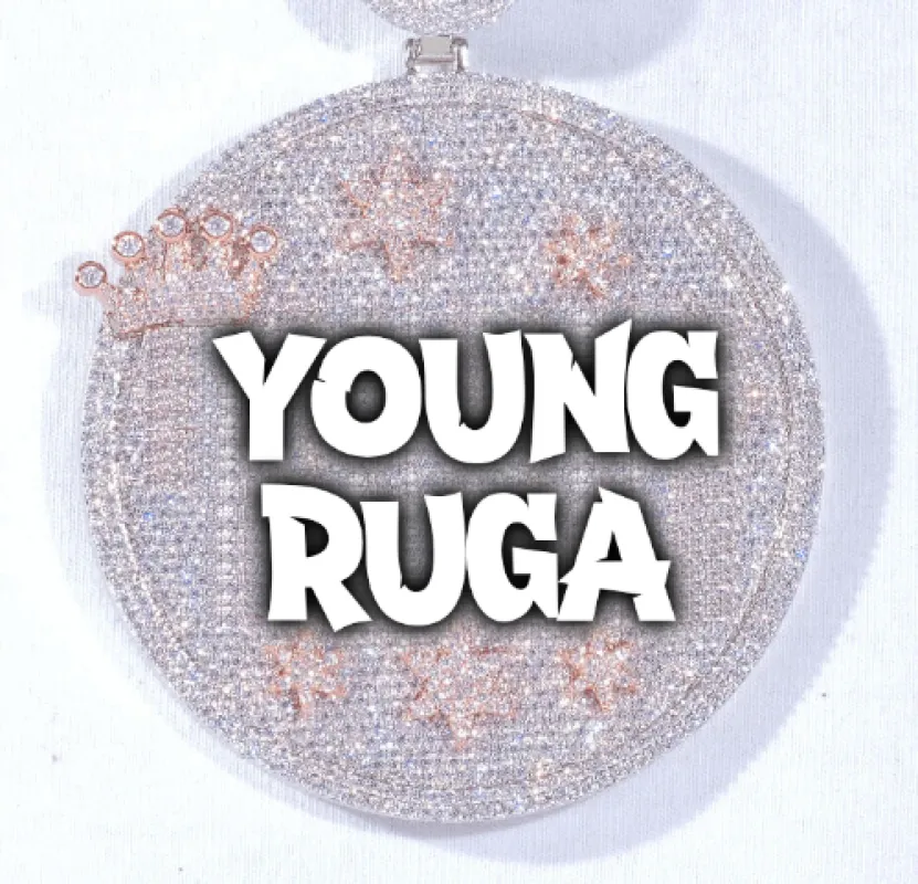 CUSTOM LETTER NECKLACE 3D BIG CROWN DISC sold by The GUU Shop