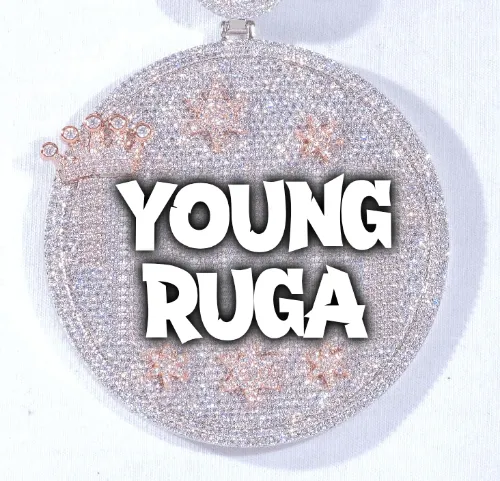 CUSTOM LETTER NECKLACE 3D BIG CROWN DISC sold by The GUU Shop