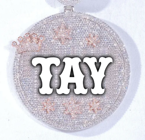 CUSTOM LETTER NECKLACE 3D BIG CROWN DISC sold by The GUU Shop