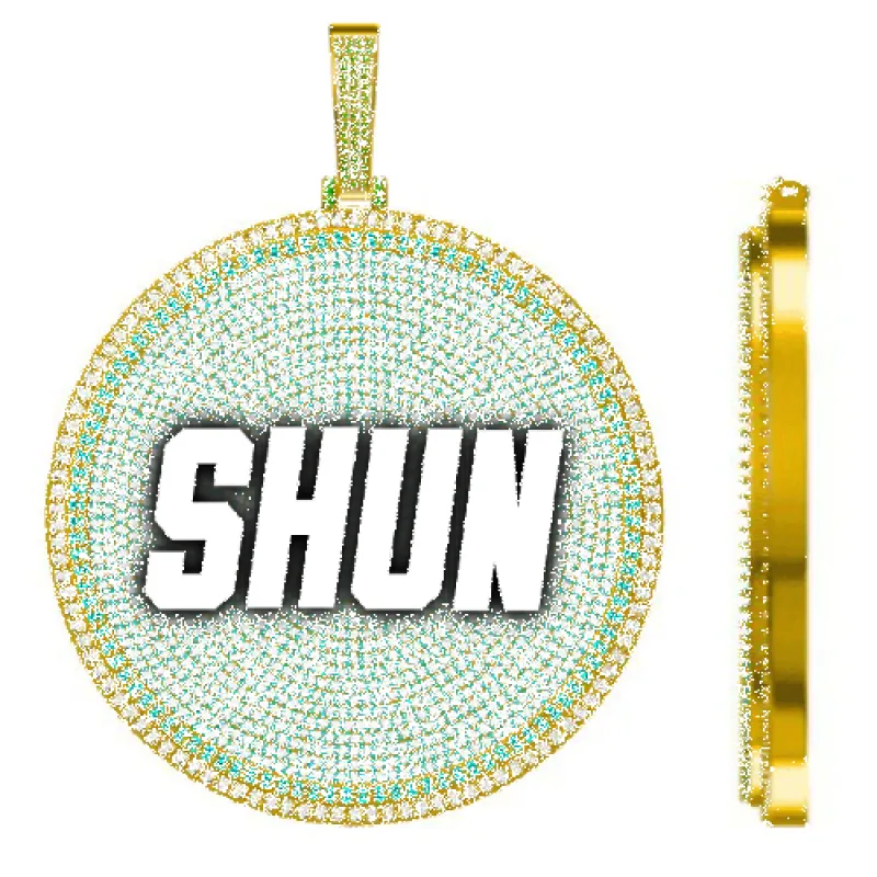 CUSTOM LETTER NECKLACE 3D BIG DISC sold by The GUU Shop