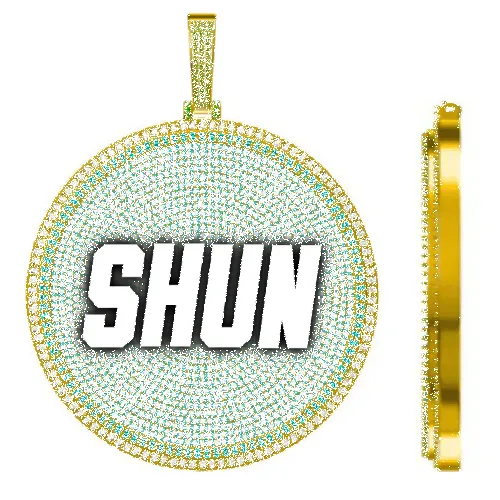 CUSTOM LETTER NECKLACE 3D BIG DISC sold by The GUU Shop