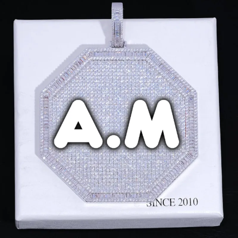 CUSTOM LETTER NECKLACE 3D BIG OCTAGON sold by The GUU Shop