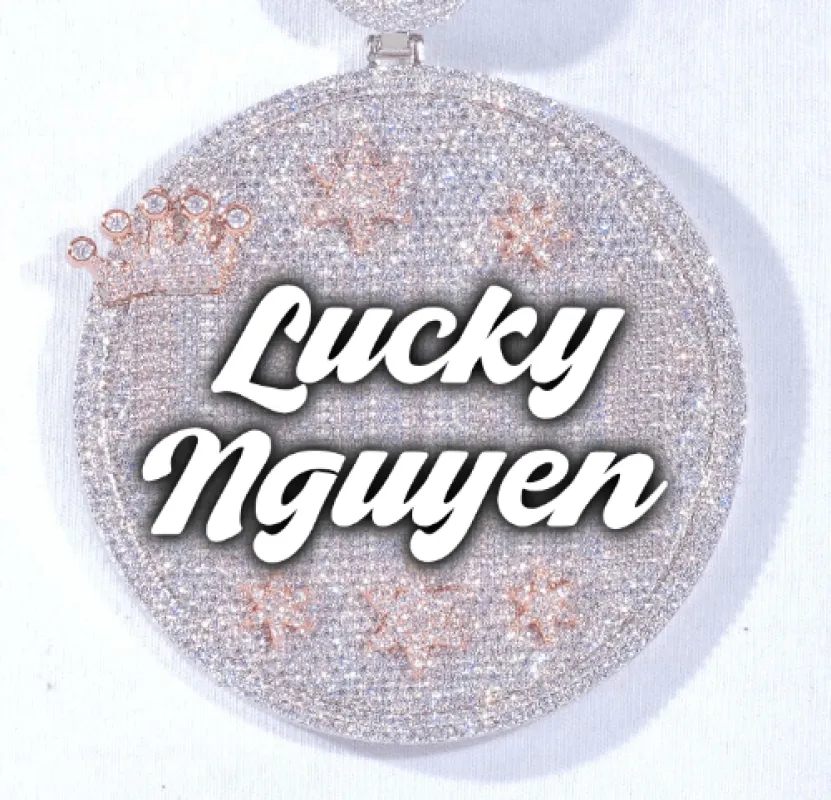 CUSTOM LETTER NECKLACE 3D BIG CROWN DISC sold by The GUU Shop