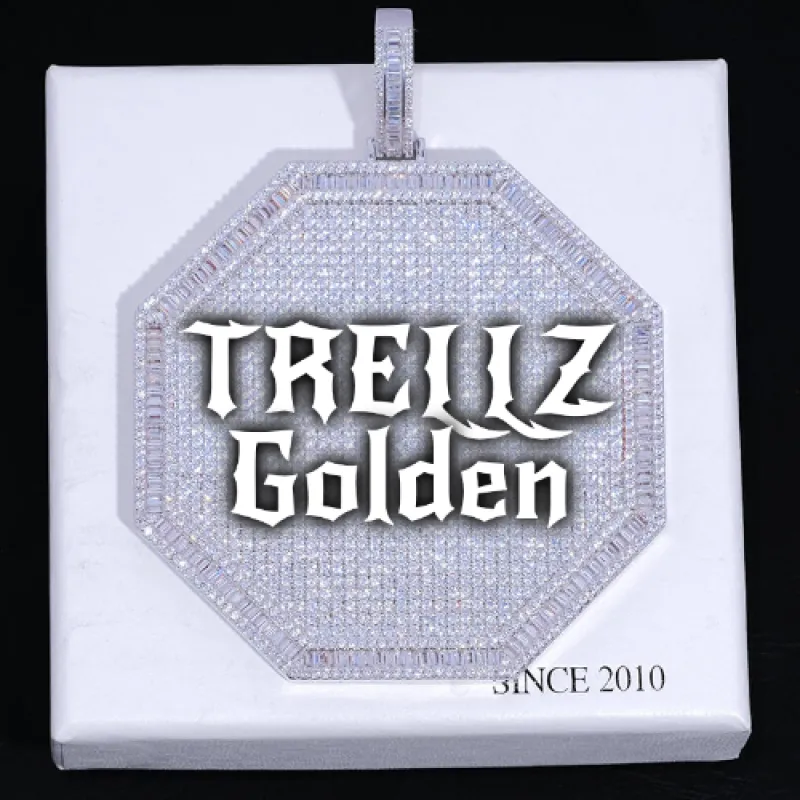 CUSTOM LETTER NECKLACE 3D BIG OCTAGON sold by The GUU Shop