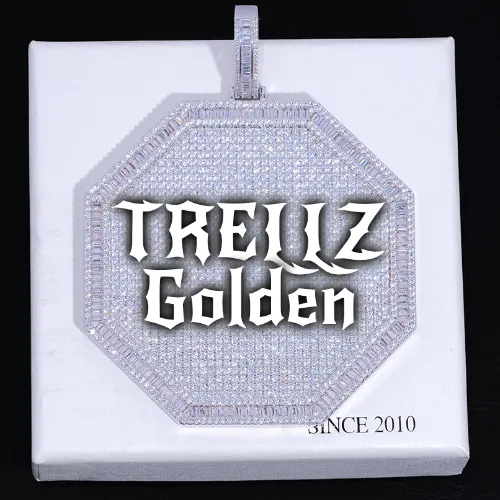 CUSTOM LETTER NECKLACE 3D BIG OCTAGON sold by The GUU Shop