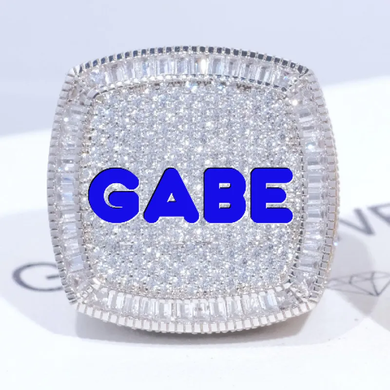 CUSTOM LETTER 3D ICED RING sold by The GUU Shop