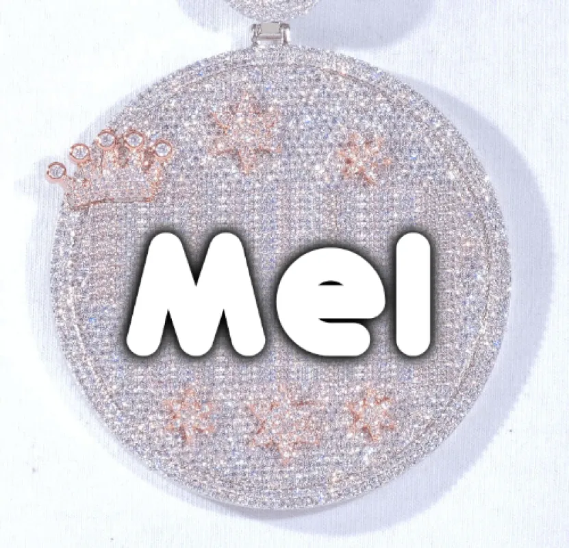 CUSTOM LETTER NECKLACE 3D BIG CROWN DISC sold by The GUU Shop