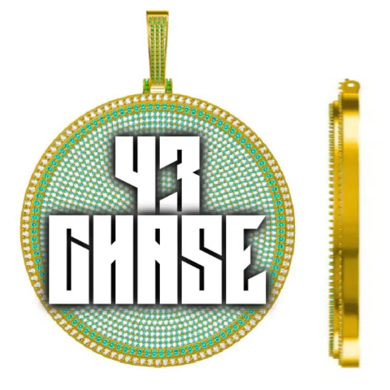 CUSTOM LETTER NECKLACE 3D BIG DISC sold by The GUU Shop