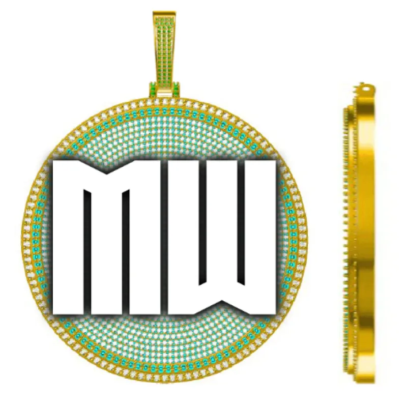 CUSTOM LETTER NECKLACE 3D BIG DISC sold by The GUU Shop