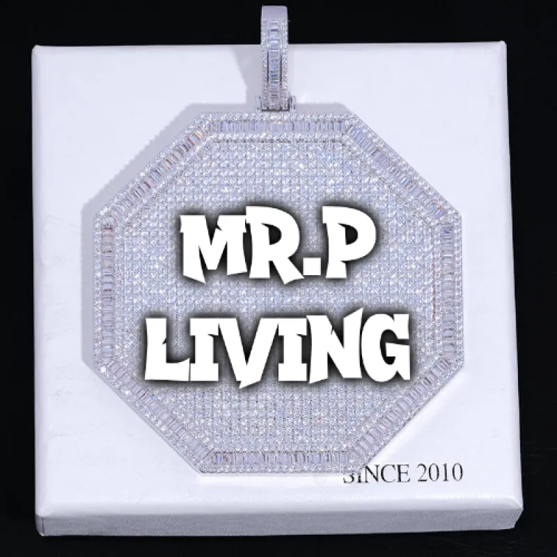 CUSTOM LETTER NECKLACE 3D BIG OCTAGON sold by The GUU Shop