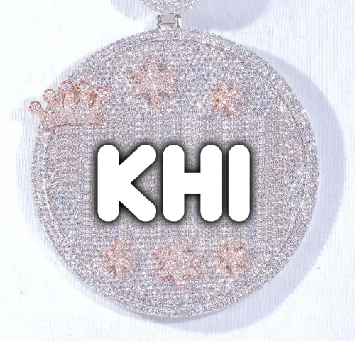 CUSTOM LETTER NECKLACE 3D BIG CROWN DISC sold by The GUU Shop