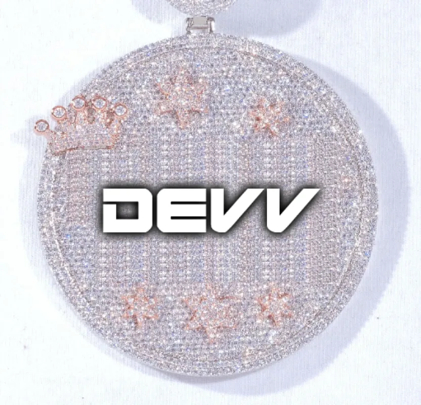 CUSTOM LETTER NECKLACE 3D BIG CROWN DISC sold by The GUU Shop