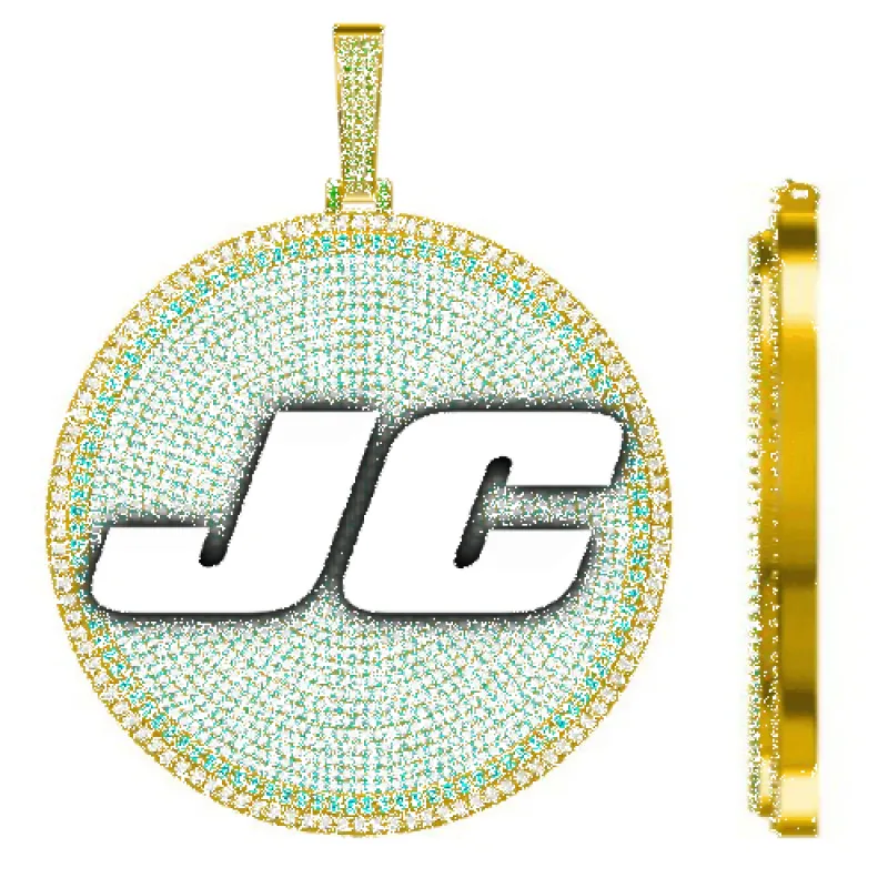 CUSTOM LETTER NECKLACE 3D BIG DISC sold by The GUU Shop