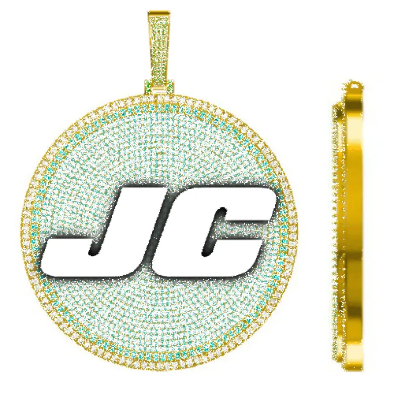 CUSTOM LETTER NECKLACE 3D BIG DISC sold by The GUU Shop