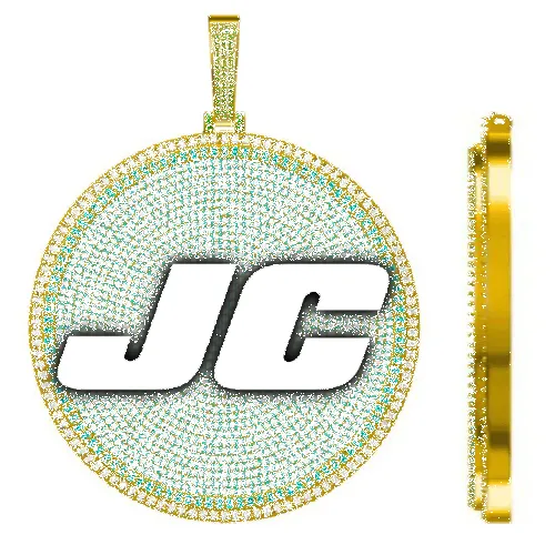 CUSTOM LETTER NECKLACE 3D BIG DISC sold by The GUU Shop