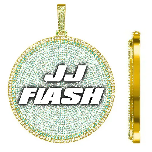 CUSTOM LETTER NECKLACE 3D BIG DISC sold by The GUU Shop