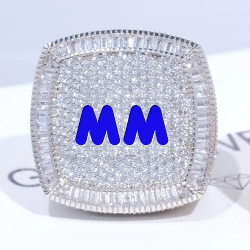 CUSTOM LETTER 3D ICED RING sold by The GUU Shop