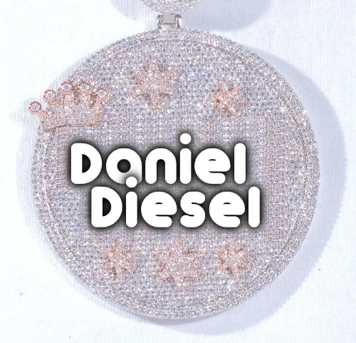 CUSTOM LETTER NECKLACE 3D BIG CROWN DISC sold by The GUU Shop