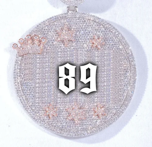 CUSTOM LETTER NECKLACE 3D BIG CROWN DISC sold by The GUU Shop